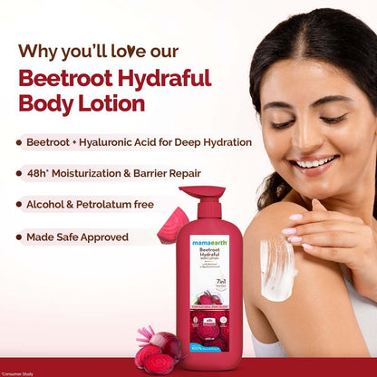 Mamaearth Beetroot Hydraful Body Lotion with Beetroot & Hyaluronic Acid & for Natural Pink Glow (400 ml) - Image 2
