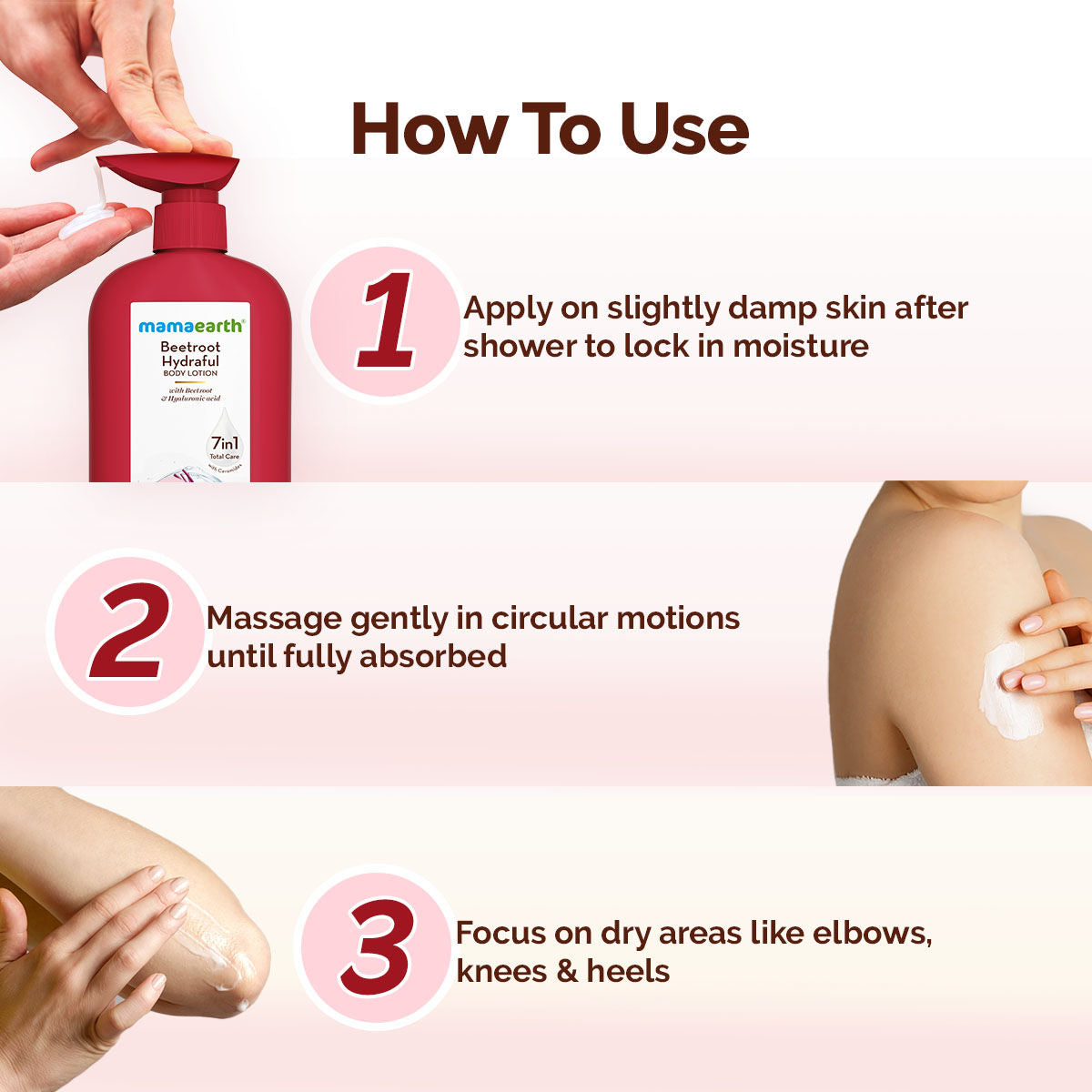 Mamaearth Beetroot Hydraful Body Lotion with Beetroot & Hyaluronic Acid & for Natural Pink Glow (400 ml) - Image 5