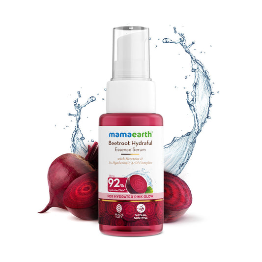 Mamaearth Beetroot Hydraful Essence Serum - For Hydrated Pink Glow with Beetroot & 1% Hyaluronic Acid Complex Face Serum | Upto 92% Instant Hydration* | For Daily Smooth & Plumping Skin - 50 ml