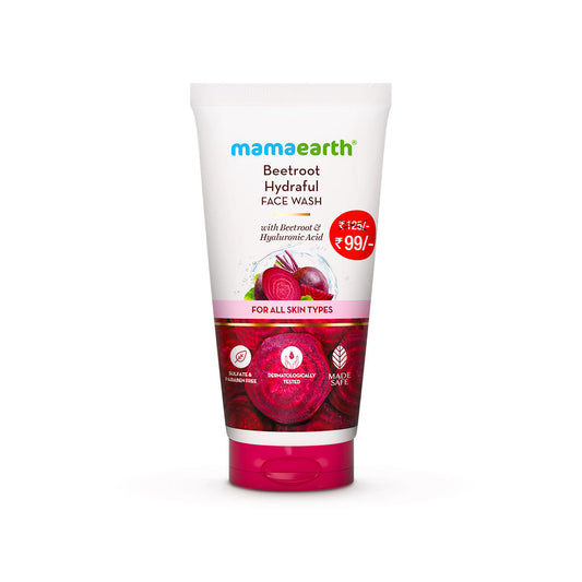 Mamaearth Beetroot Hydraful Face Wash with Beetroot & Hyaluronic Acid For Hydrated Pink Glow 50 ml | Gently Cleanses | Hydrates & Soothes Skin | Soap Free | Hydrating Gentle Face Wash| Non-Drying