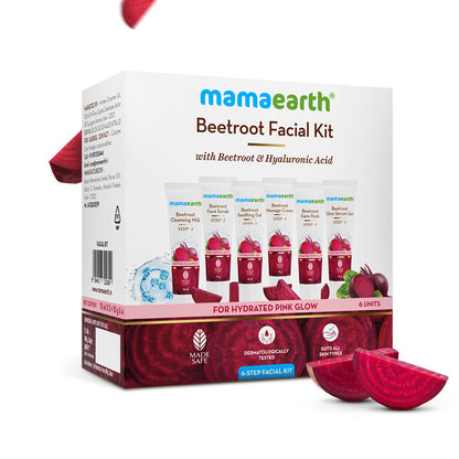 Mamaearth Beetroot Hydraful Facial Kit with Beetroot & Hyaluronic Acid - 2*10 ml + 4*10 gm Hydrated Pink Glow in 30 Minutes | Spa-like Facial - Anytime, Anywhere | Instantly Brightens Skin | Made Safe - Image 3