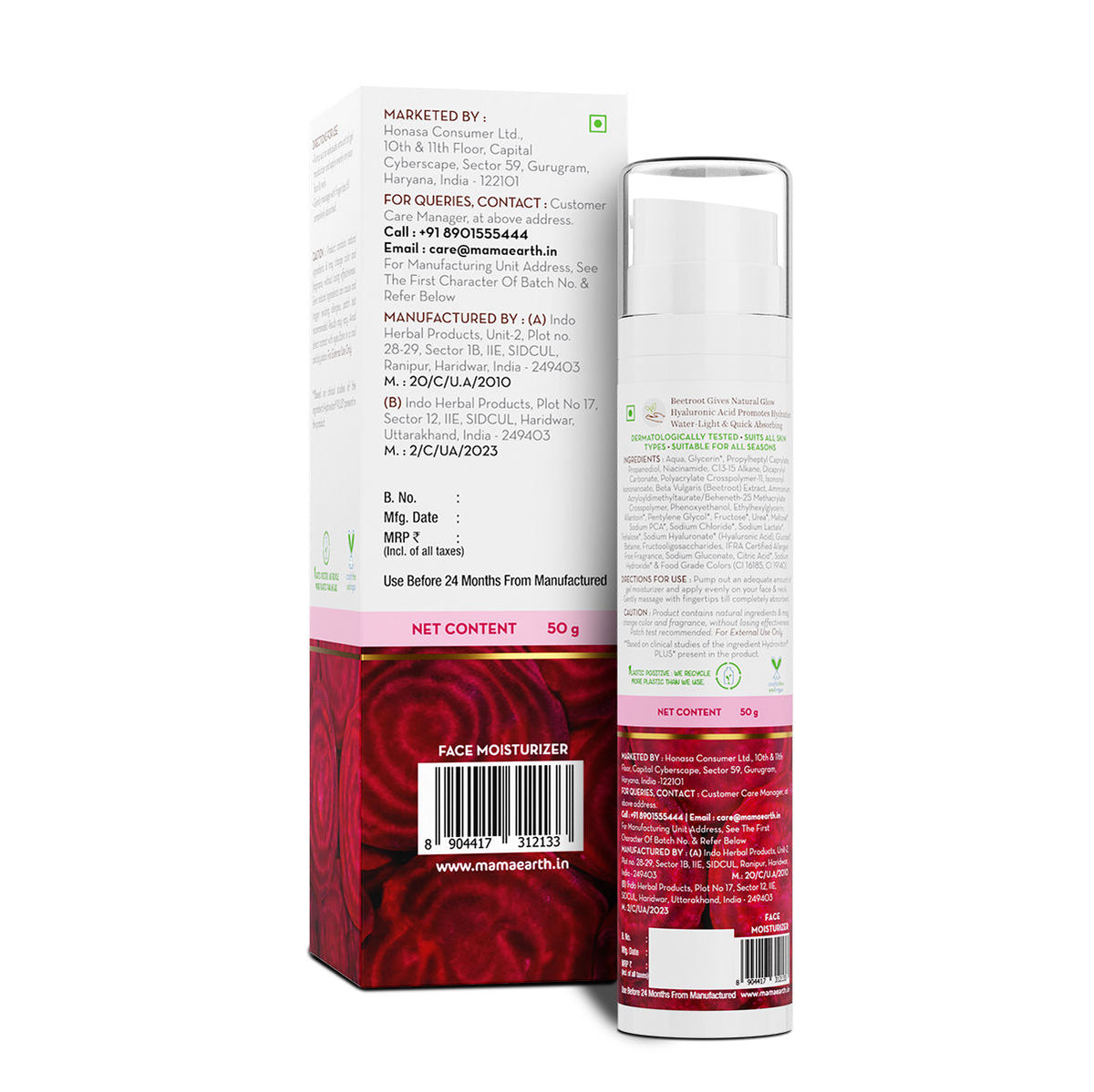 Mamaearth Beetroot Hydraful Moisturizer With Beetroot & Hyaluronic Acid For Hydrated Pink Glow - 50 ml - Image 4