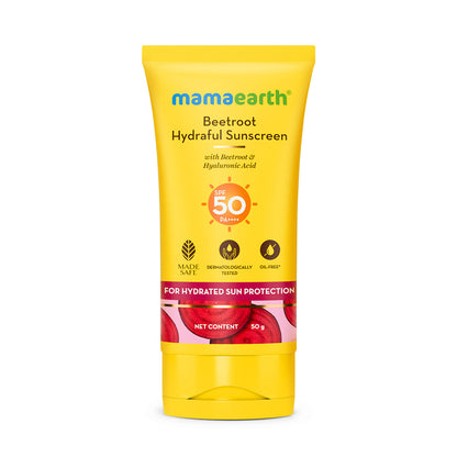 Mamaearth Beetroot Hydraful Sunscreen With Hyaluronic Acid|SPF 50 & PA++++ | Tan,UVA & B Protection | Hydrates Skin | For Oily Combination & Dry Skin | No white cast - 50 gm - Image 2