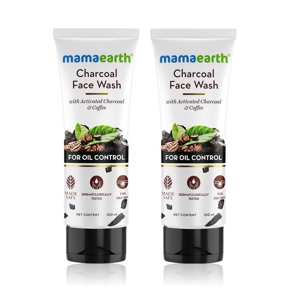 Mamaearth Charcoal Face Wash with Activated Charcoal & Coffee for Oil Control - 100 ml - Pack of 2