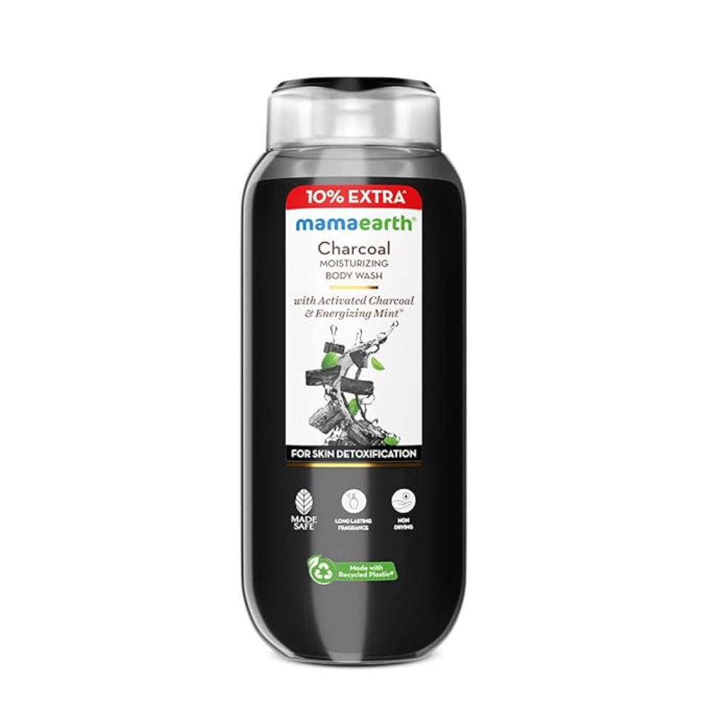 Mamaearth Charcoal Moisturizing Body Wash with Activated Charcoal & Energizing Mint Scent for Skin Detoxification- 275 ml | Deeply Cleanses | Intensely Moisturizes | Long-Lasting Fragrance | All Skin Types