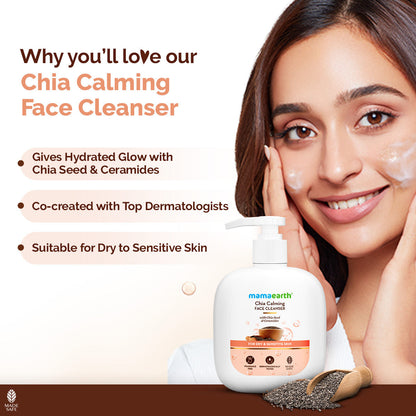Mamaearth Chia Calming Face Cleanser with Chia Seed & Ceramides for Dry & Sensitive Skin 180 ml |hydrated glow| Strengthens Skin’s Natural Barrier | Co-Created with Dermats | Non-foaming | Fragrance & Soap Free - Image 5