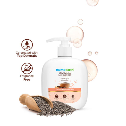 Mamaearth Chia Calming Face Cleanser with Chia Seed & Ceramides for Dry & Sensitive Skin 180 ml |hydrated glow| Strengthens Skin’s Natural Barrier | Co-Created with Dermats | Non-foaming | Fragrance & Soap Free - Image 4