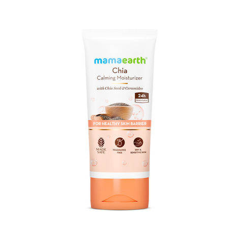 Mamaearth Chia Calming Moisturizer with Chia Seed & Ceramides for Healthy Skin Barrier |hydrated glow| Co-Created with Dermats | For Dry & Sensitive Skin | 24H Long Lasting Moisturization | Fragrance Free | 80 gm