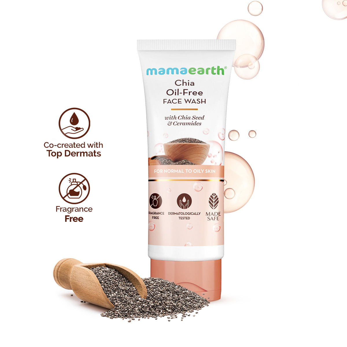 Mamaearth Chia Oil-Free Face Wash with Chia Seed & Ceramides for Normal to Oily Skin 100 ml |hydrated glow| Co-Created with Dermats | Strengthens Skin's Natural Barrier | OilFree Formula | Cleanses Deeply| Fragrance&Soap Free - Image 4