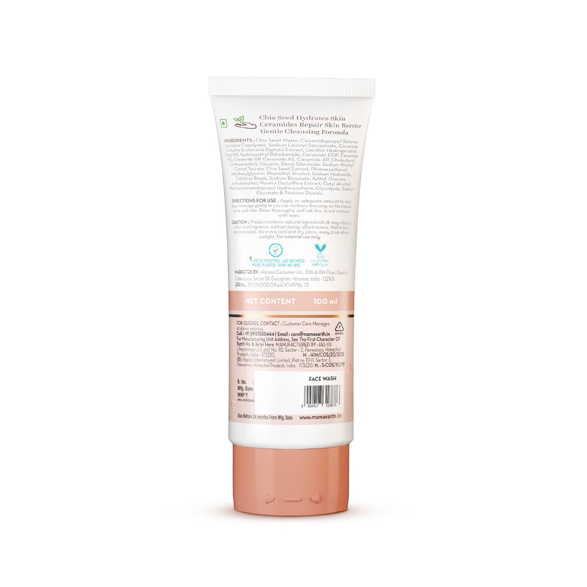 Mamaearth Chia Oil-Free Face Wash with Chia Seed & Ceramides for Normal to Oily Skin 100 ml |hydrated glow| Co-Created with Dermats | Strengthens Skin's Natural Barrier | OilFree Formula | Cleanses Deeply| Fragrance&Soap Free - Image 3