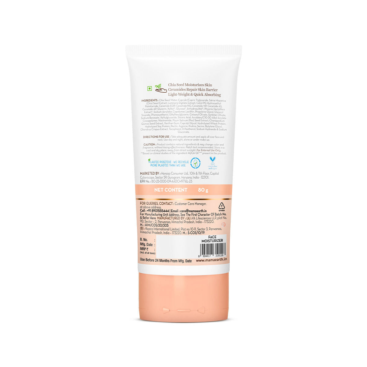 Mamaearth Chia Oil-Free Moisturizer with Chia Seed & Ceramides for Healthy Skin Barrier 80 gm | Normal to Oily Skin |hydrated glow| 24 Hrs Long-Lasting Hydration | Co-Created with Dermats | Oil-Free Formula | Fragrance Free - Image 3