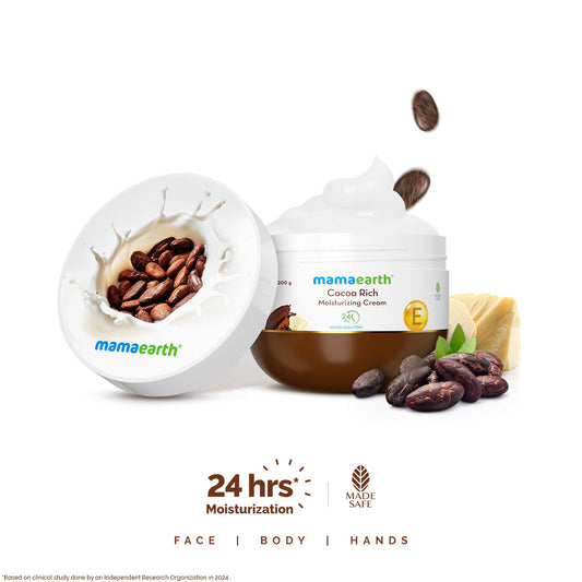 Mamaearth Cocoa Rich Moisturizing Cream with Cocoa Butter & Vit E for Deep Nourishment 200 gm | For Face, Hand & Body | 24H Long-lasting Moisturization | Non-Greasy & Quick Absorbing | All Skin Types - Image 2