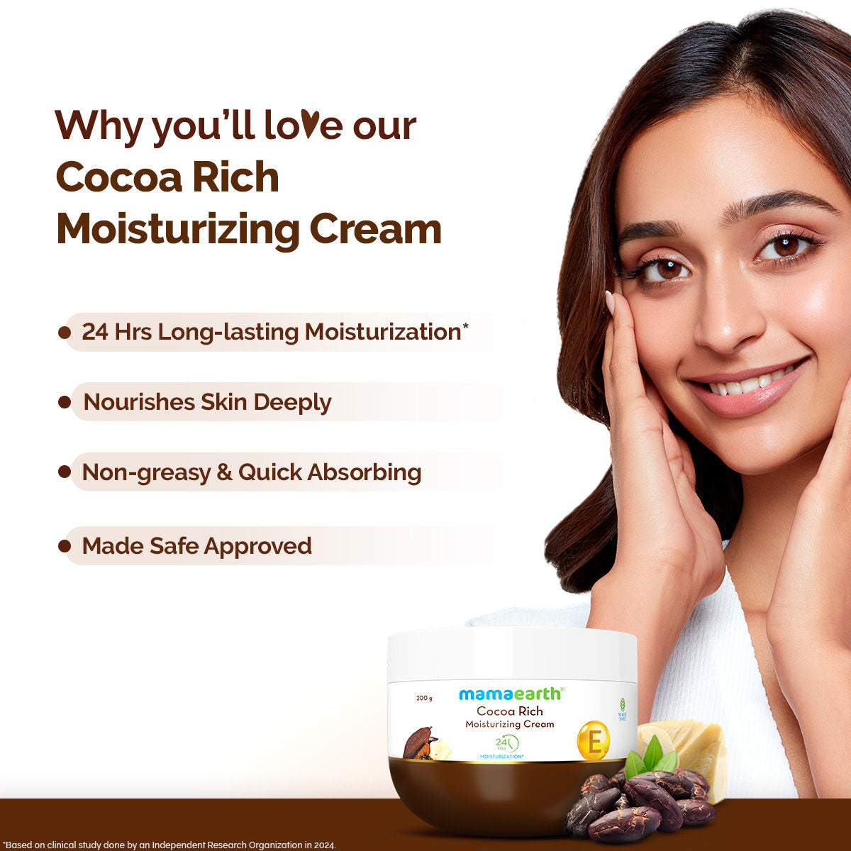 Mamaearth Cocoa Rich Moisturizing Cream with Cocoa Butter & Vit E for Deep Nourishment 200 gm | For Face, Hand & Body | 24H Long-lasting Moisturization | Non-Greasy & Quick Absorbing | All Skin Types - Image 5