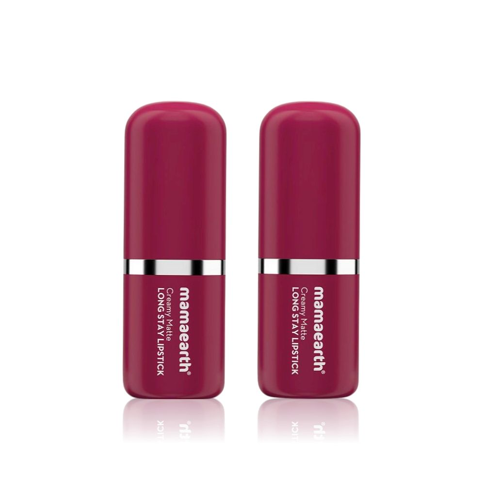 Mamaearth Creamy Matte Long Stay Lipstick with Murumuru Butter and Vitamin E for 8-Hour Long Stay |Cranberry Crush - 4.2 gm (Pack of 2)