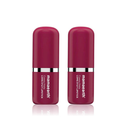 Mamaearth Creamy Matte Long Stay Lipstick with Murumuru Butter and Vitamin E for 8-Hour Long Stay |Cranberry Crush - 4.2 gm (Pack of 2)