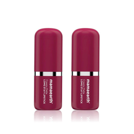 Mamaearth Creamy Matte Long Stay Lipstick with Murumuru Butter and Vitamin E for 8-Hour Long Stay |Cranberry Crush - 4.2 gm (Pack of 2)
