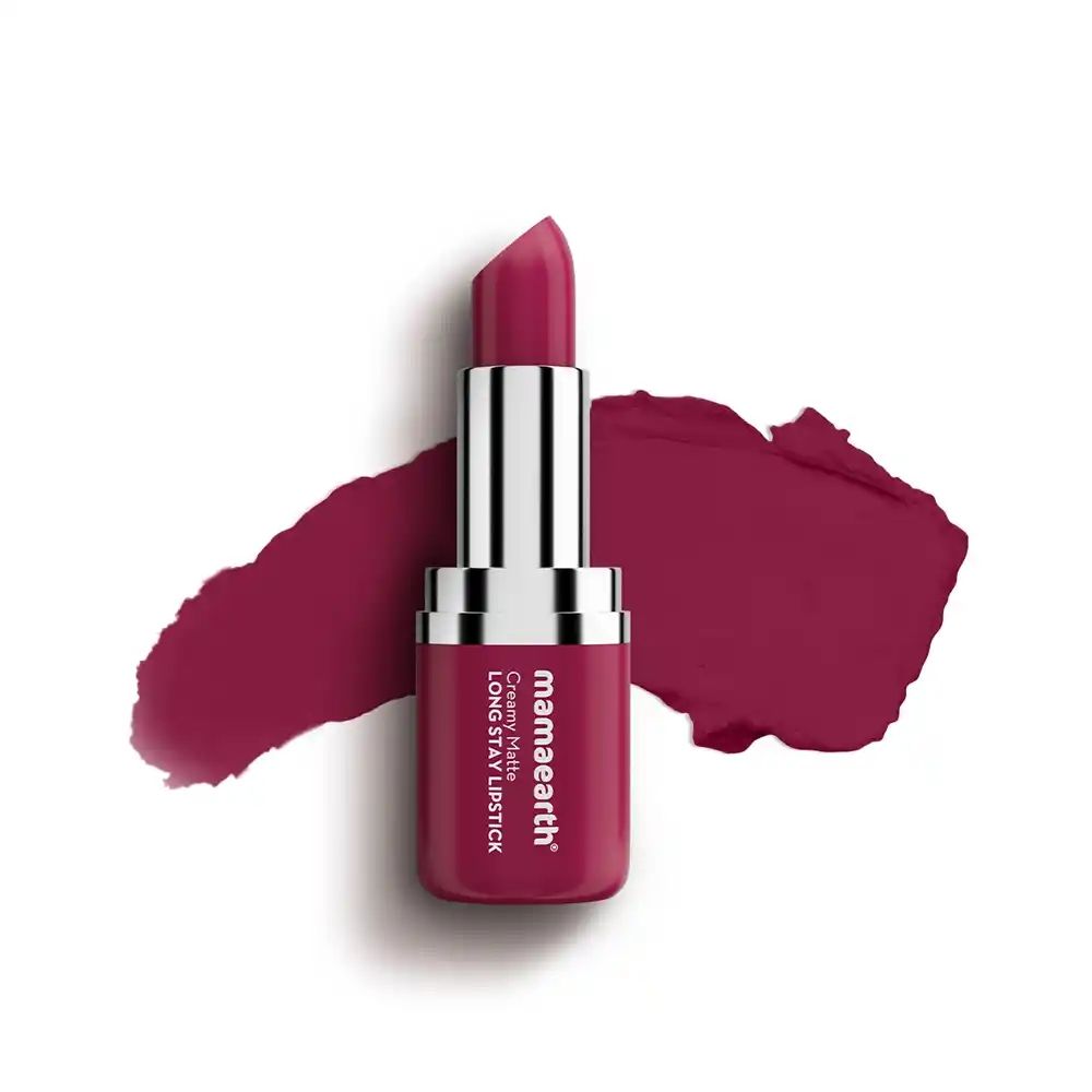 Mamaearth Creamy Matte Long Stay Lipstick with Murumuru Butter and Vitamin E for 8-Hour Long Stay |Cranberry Crush - 4.2 gm (Pack of 2) - Image 2