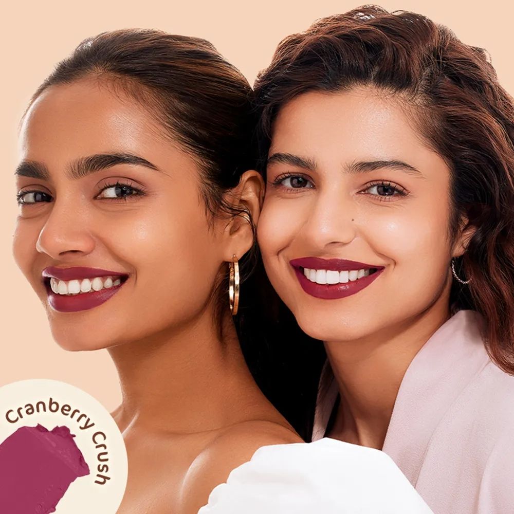 Mamaearth Creamy Matte Long Stay Lipstick with Murumuru Butter and Vitamin E for 8-Hour Long Stay |Cranberry Crush - 4.2 gm (Pack of 2) - Image 4