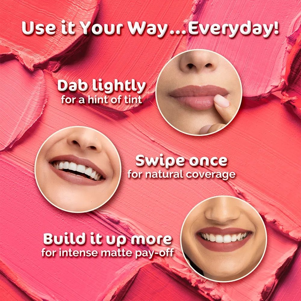 Mamaearth Creamy Matte Long Stay Lipstick with Murumuru Butter and Vitamin E for 8-Hour Long Stay |Cranberry Crush - 4.2 gm (Pack of 2) - Image 5