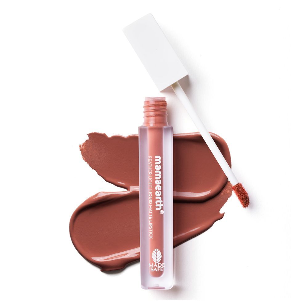 Mamaearth Feather Light Liquid Matte Lipstick with Coconut & Vitamin E - 05 Nude Brown - 3.5 ml