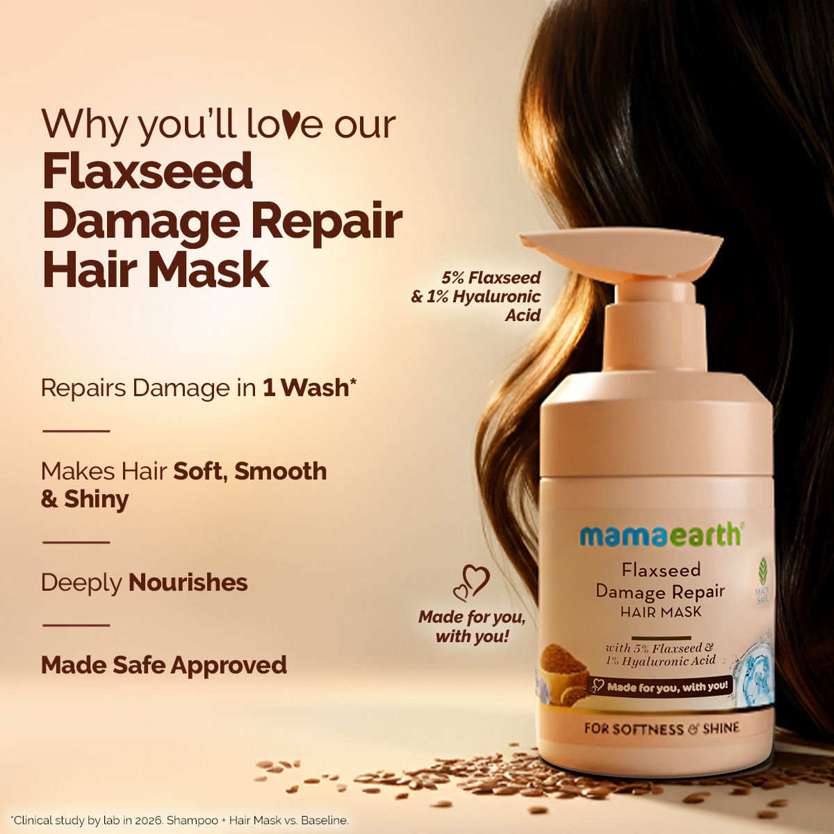 Mamaearth Flaxseed Damage Repair Hair Mask (300 ml) - Image 4