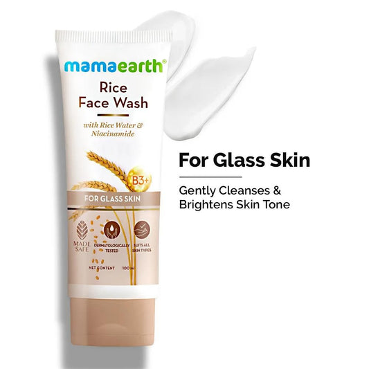Mamaearth Glass Skin AM PM Routine: Rice Face Wash (100 ml) + Rice Day Cream (50 gm) + Rice Night Cream (50 gm) - Image 2