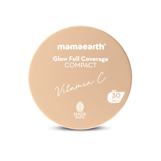 Mamaearth Glow Full Coverage Compact SPF 30 with Vitamin C & Turmeric - 01 Pearl Glow - 9 gm