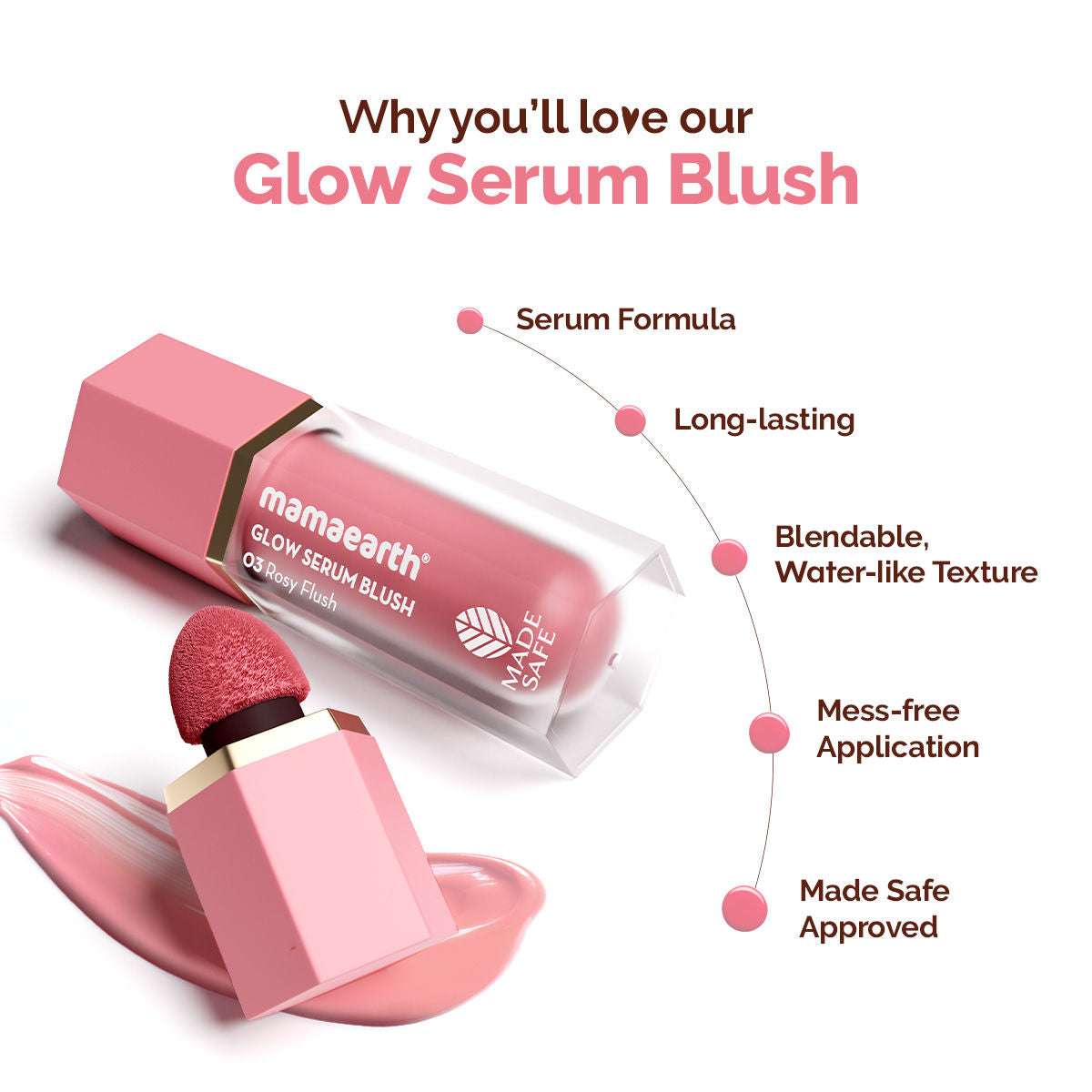 Mamaearth Glow Serum Blush with Vitamin C & Rose Extract - 5 ml - Rosy Flush Serum Formula | Long-lasting | Blendable, Water-like Texture - Image 3
