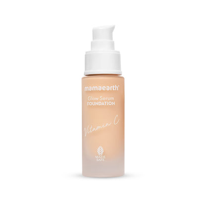 Mamaearth Glow Serum Foundation with Vitamin C & Turmeric For 12 Hour Long Stay & 2X Instant Glow - 30 ml | Ivory glow