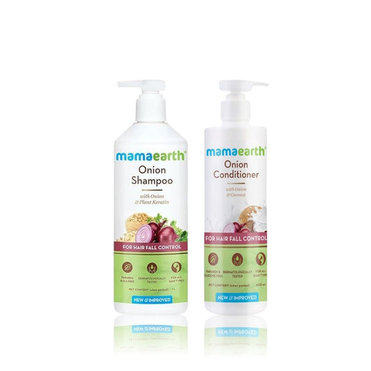 Mamaearth Hair Fall Control Combo(Onion Shampoo, 400 ml + Onion Conditioner, 400 ml)