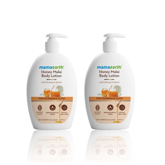 Mamaearth Honey Malai Body Lotion with Honey & Malai for Nourishing Glow - 400 ml (Pack of 2)
