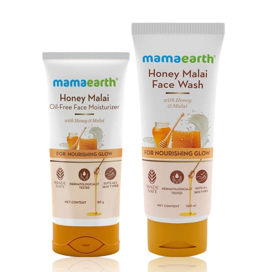 Mamaearth Honey Malai Combo (Honey Malai Face Wash-100 ml + Honey Malai Oil Free Face Moisturiser-80 gm)