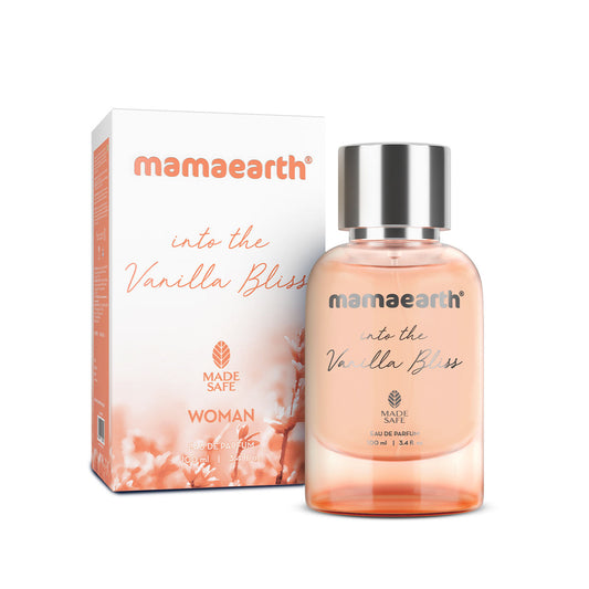 Mamaearth Into the Vanilla Bliss Eau De Parfum For Women - 100 ml | Made Safe Approved Premium & Long-Lasting Fragrance Blend of Exotic Ingredients Perfume with Vanilla Orchids, French Vanilla, Amber & Tonka Beans Notes Vanilla Scent for Women