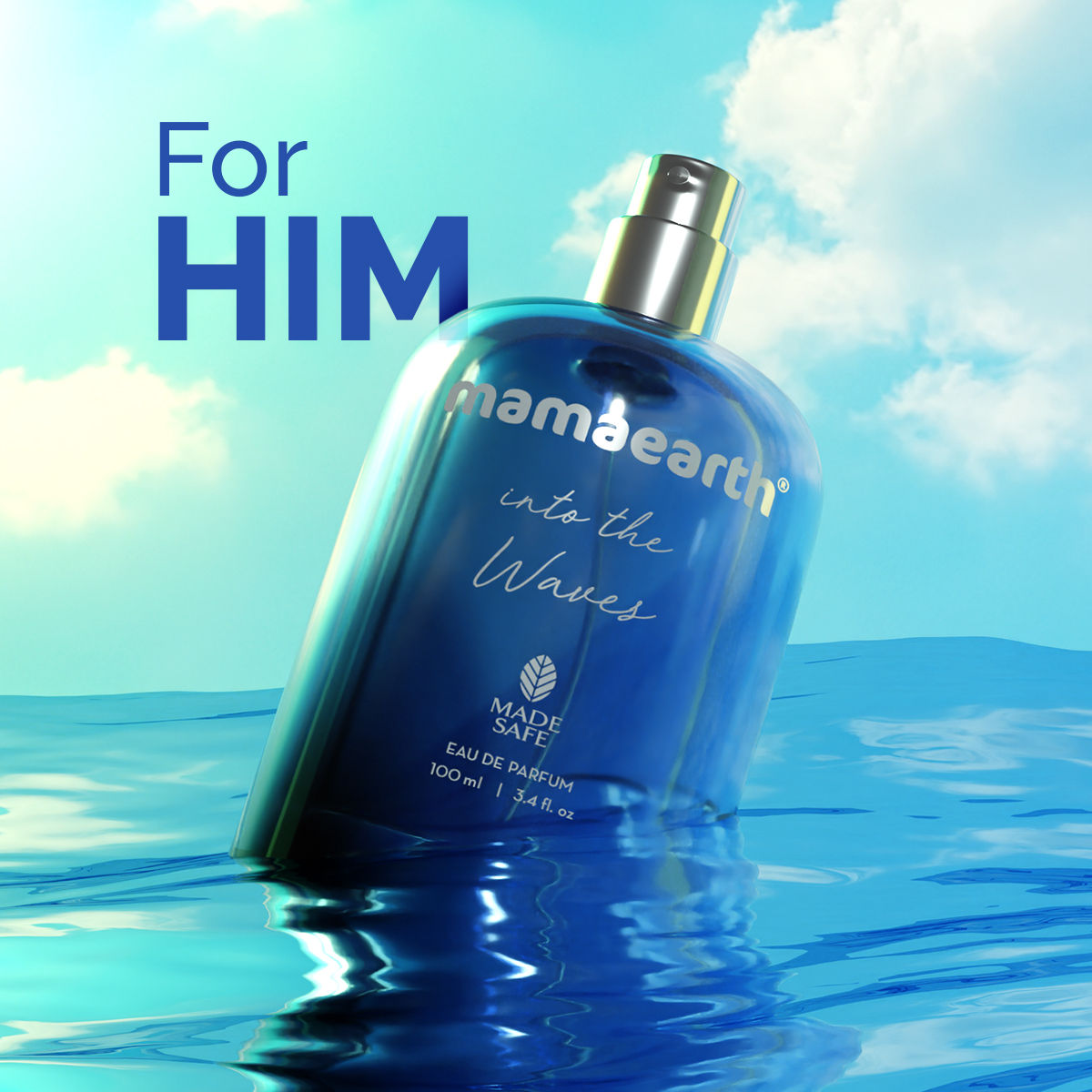 Mamaearth Into the Waves Eau De Parfum For Men - 100 ml | Made Safe Approved | Premium & Long-Lasting Fragrance | Blend of Exotic Ingredients | Perfume with Bergamot, Aquatic & Musk Notes | Fresh Scent for Men - Image 2