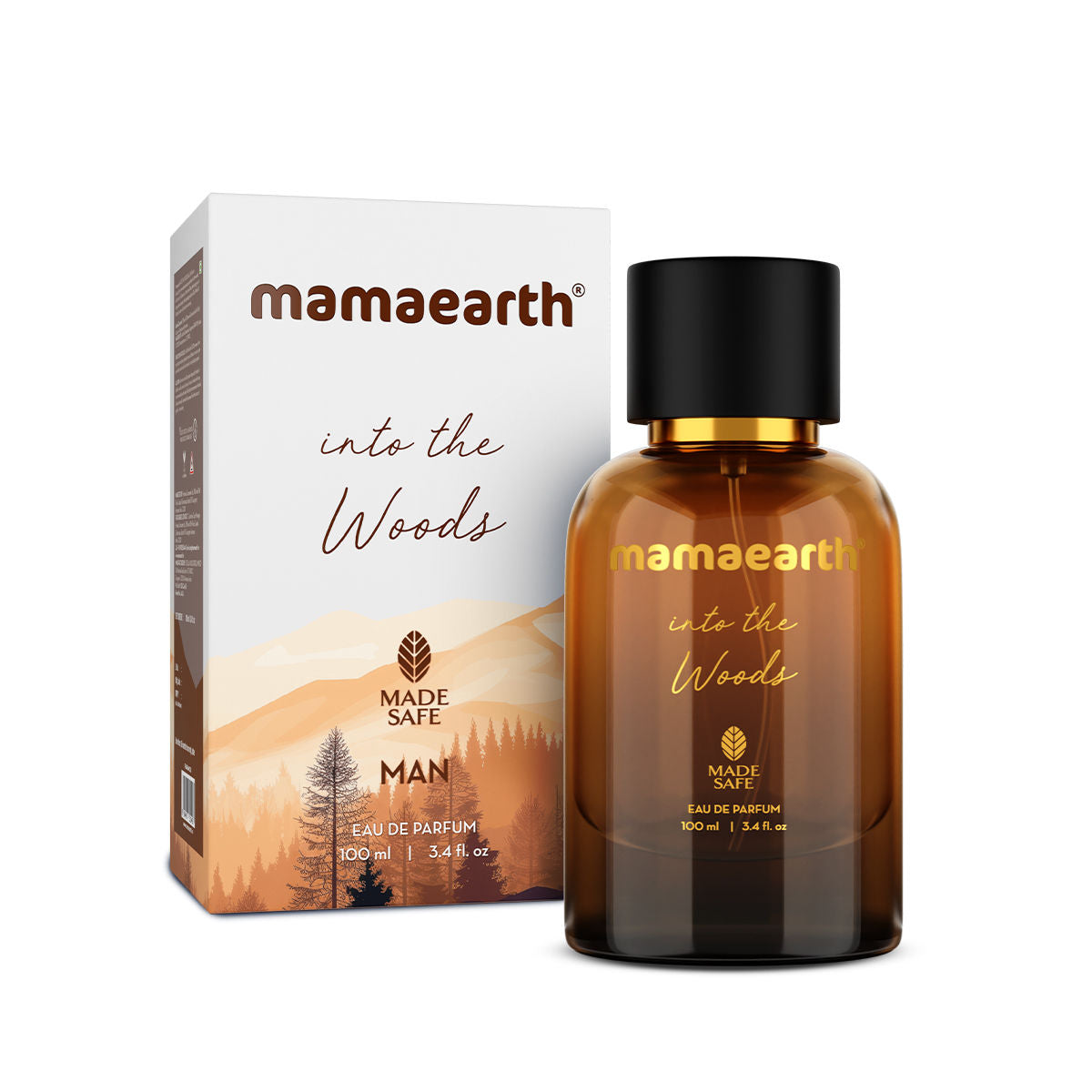 Mamaearth Into the Woods Eau De Perfume | Made Safe Approved | Premium & Long-Lasting Fragrance | Blend of Exotic Ingredients | Perfume with Geranium, Rose & Oud Wood Notes | Woody Scent for Men 100 ml