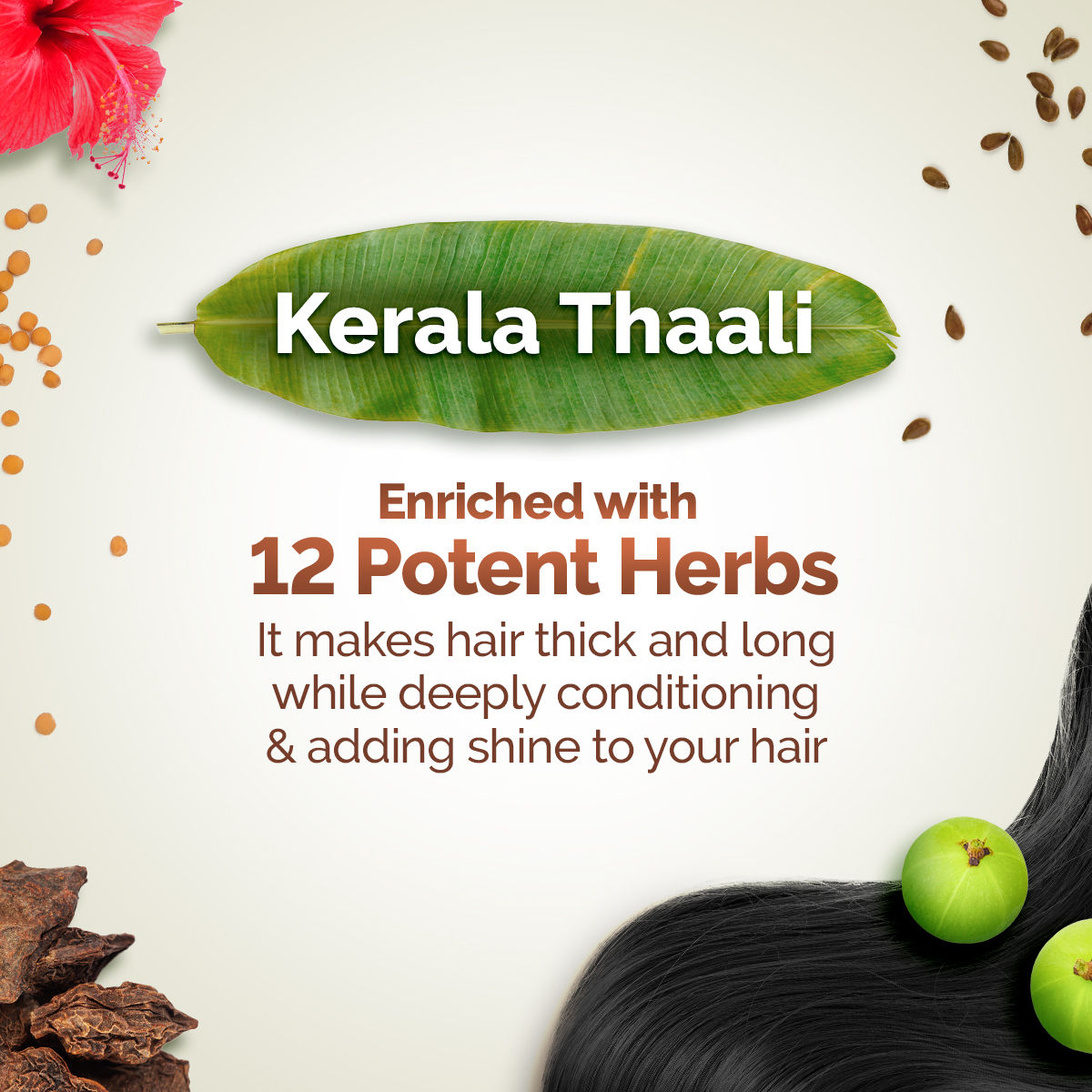 Mamaearth Kerala Thaali Conditioner 250 ml with Hibiscus, Amla, Reetha & Methi Dana for Smooth, Thick & Long Hair | Soft & Shiny Hair | 12 Potent 100% Natural Herbs | Kerala’s Expertise | Ready To Use Thali - Image 2