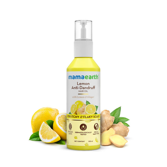Mamaearth Lemon Anti-Dandruff Hair Oil for Itchy Flaky Scalp 100 ml | Scalp Irritation Relief | Nourishes Scalp & Hair | Contains Lemon, Ginger, Apiscalp (Clinically Proven), Svetakutaja Oil, Neem, Salicylic Acid