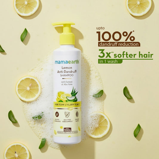 Mamaearth Lemon Anti-Dandruff Shampoo with Lemon & Aloe Vera for up to 100% Dandruff & Itch-free Scalp- 250 ml - Image 2