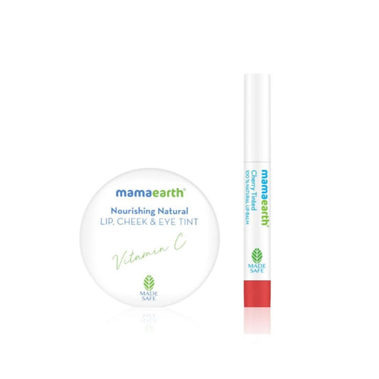Mamaearth Lip & Tint Duo (Cherry Tinted 100% Natural Lip Balm 2 gm + Nourishing Natural Lip Cheek & Eye Tint Vitamin C & Rose – Rose Pink 4 gm) Combo of 2