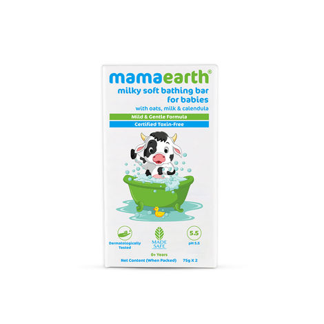 Mamaearth Milky Soft Bathing Bar with Oats, Milk and Calendula for Babies - 75 gm x 2