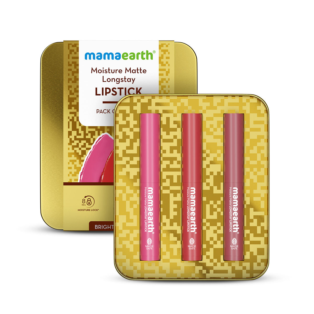 Mamaearth Moisture Matte Longstay Lipstick Pack of 3 Minis - Bright and Bold - Image 3