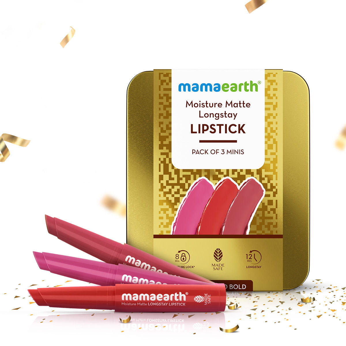 Mamaearth Moisture Matte Longstay Lipstick Pack of 3 Minis - Bright and Bold - Image 4