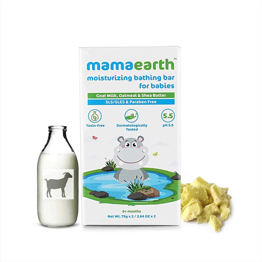 Mamaearth Moisturizing Bathing Bar Soap with Goat Milk & Oatmeal For Babies - 2* 75 gm