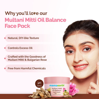 Mamaearth Multani Mitti Oil Balance Face Pack with Multani Mitti & Bulgarian Rose for Normal to Oily Skin 200 gm | DIY-like Texture | Controls Oil & Acne | Clay Face Mask | Free From Harmful Chemicals - Image 4