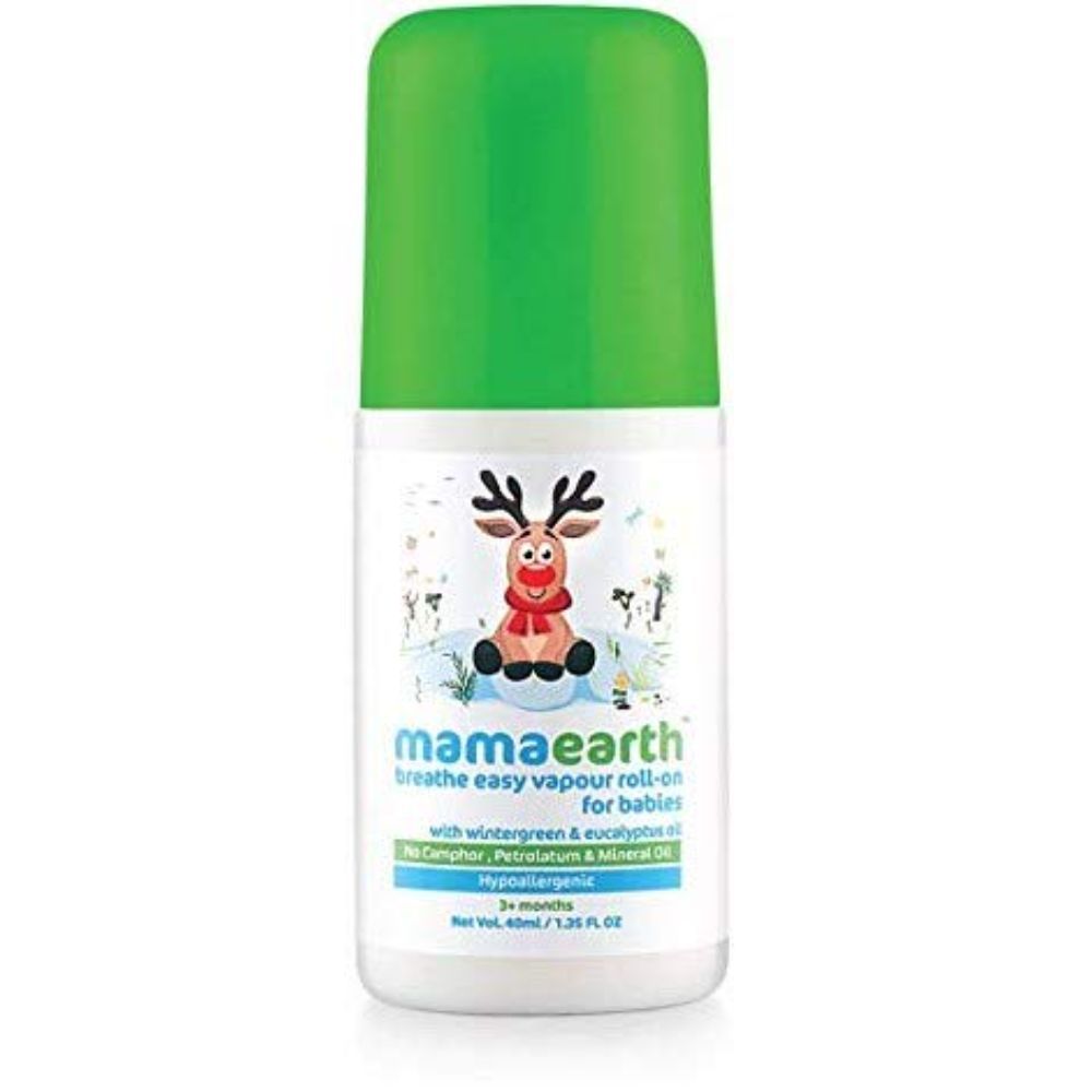 Mamaearth Natural Breathe Easy Vapour Roll-On For Cold & Nasal Congestion, With Wintergreen & Eucalyptus Oil