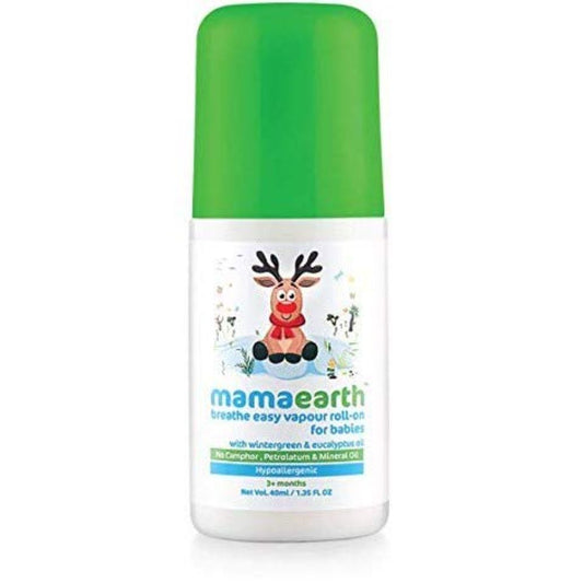 Mamaearth Natural Breathe Easy Vapour Roll-On For Cold & Nasal Congestion, With Wintergreen & Eucalyptus Oil