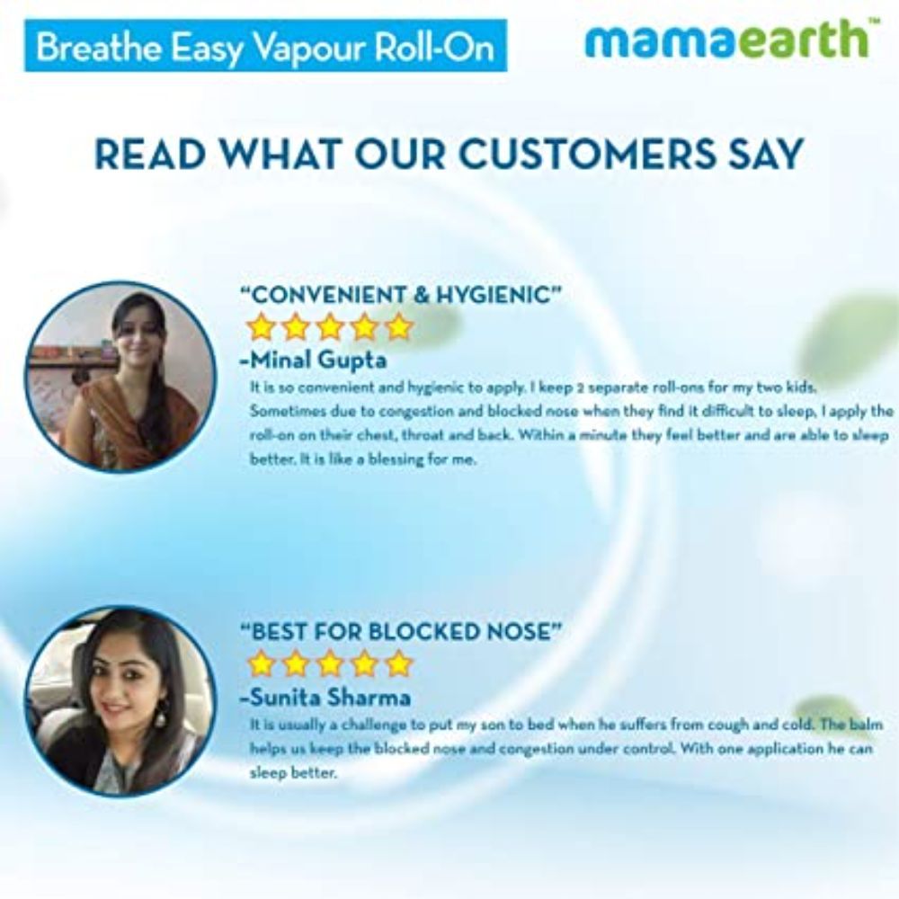 Mamaearth Natural Breathe Easy Vapour Roll-On For Cold & Nasal Congestion, With Wintergreen & Eucalyptus Oil - Image 5