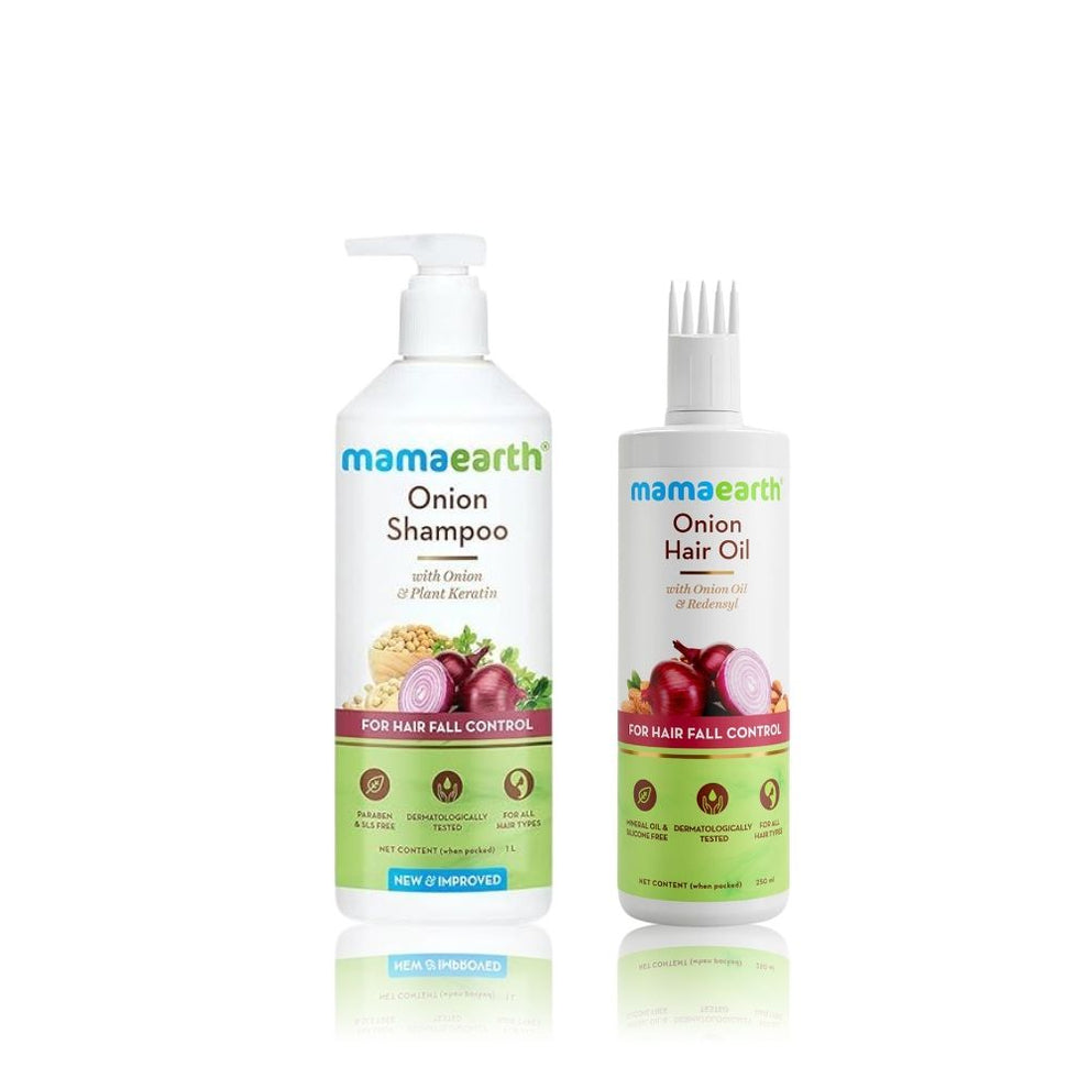 Mamaearth Onion Duo For Hair Fall Control: Onion Hair Oil 250 ml + Oni ...