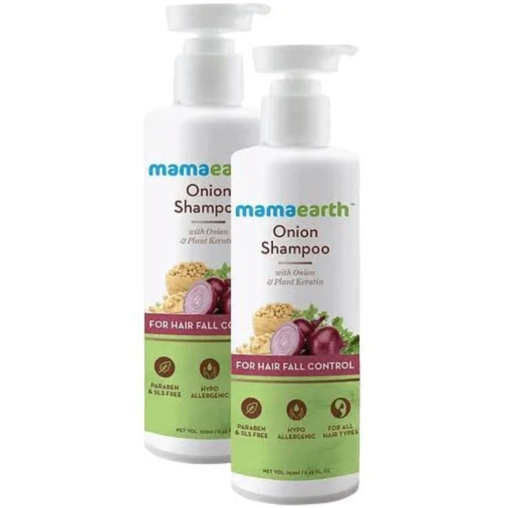 Mamaearth Onion Hair Fall Shampoo For Hair Growth & Hair Fall Control With Onion Oil & Plant Keratin (250 ml*2) Pack of 2