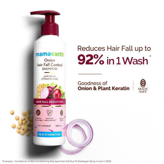Mamaearth Onion Shampoo with Onion & Plant Keratin for Hair Fall Control - 250 ml
